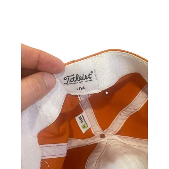 Titleist A-Flex Orange Script 1935 Adult L/XL Hat Cap White Blue Orange - Picture 8 of 8